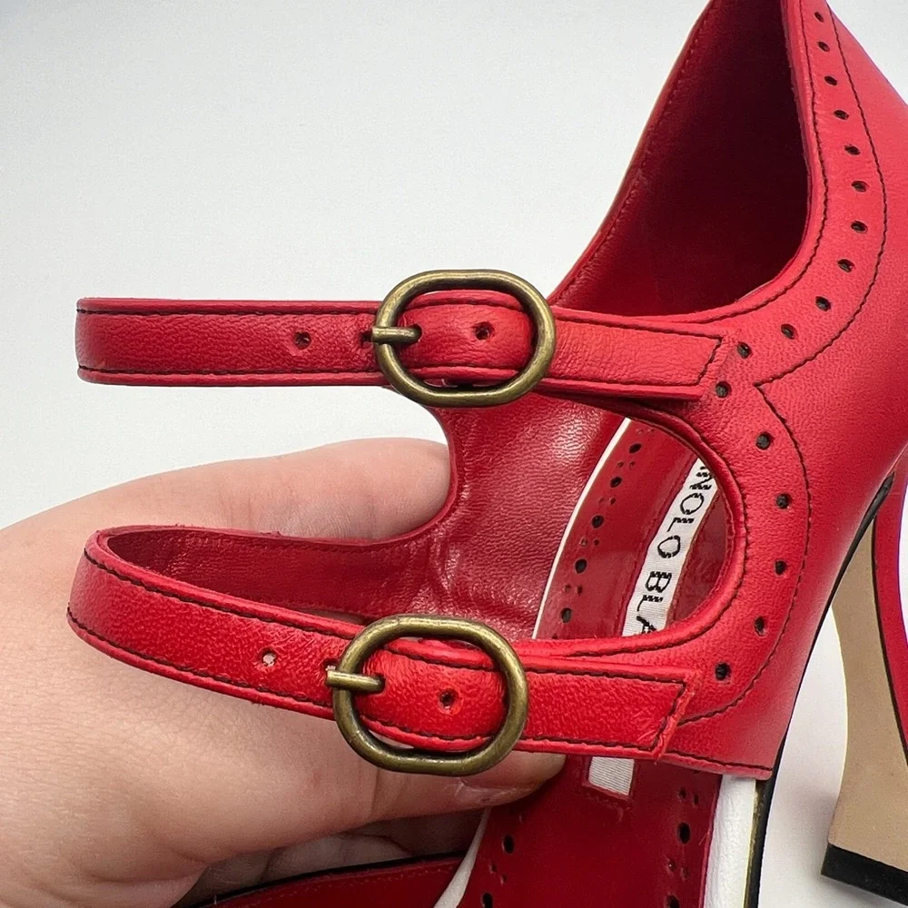 Manolo Blahnik Monzubo Bicolored Mary Jane Pumps - Picture 11 of 14